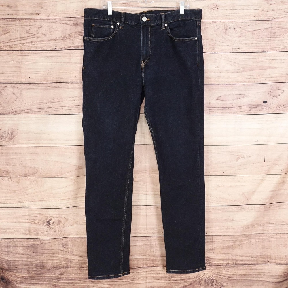 H&M Slim‎ Jeans Mens 36x32 Blue Dark Wash Slim Tapered Stretch Denim